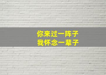 你来过一阵子 我怀念一辈子